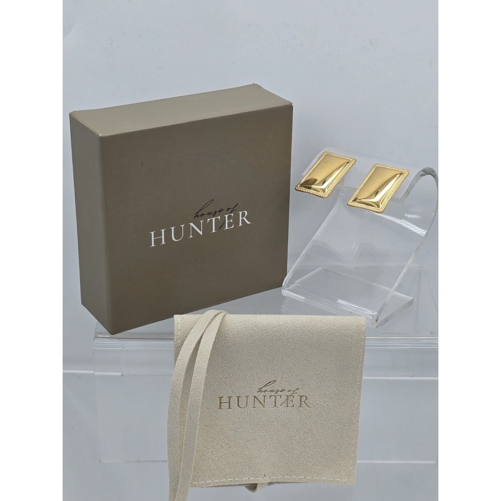 NEW House Of Hunter Gold Rectangle Stud Earrings